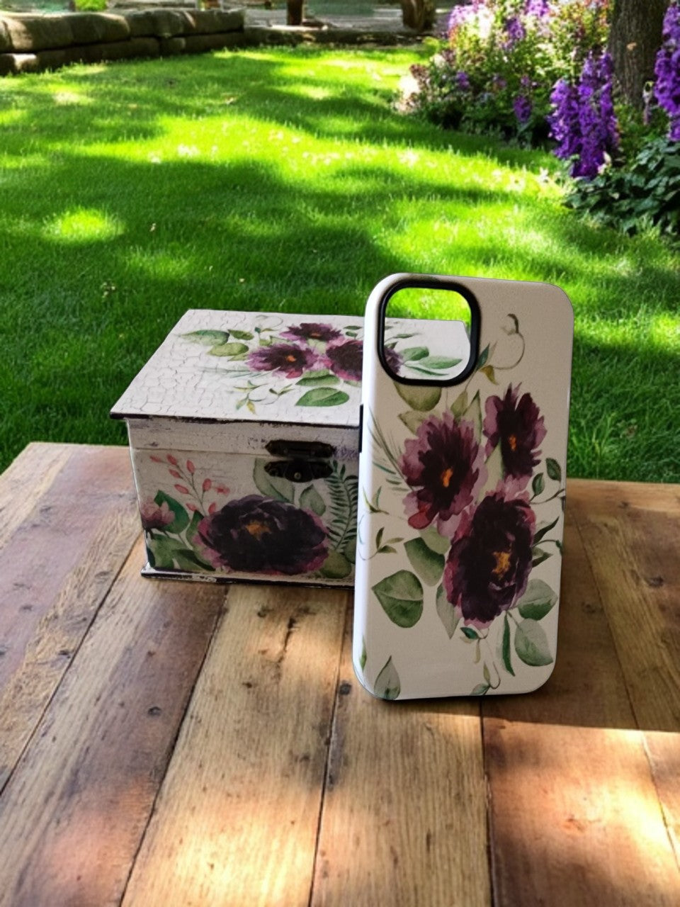 Set wooden box + phone case