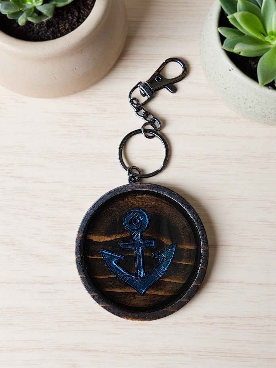 Round Wooden Keychain