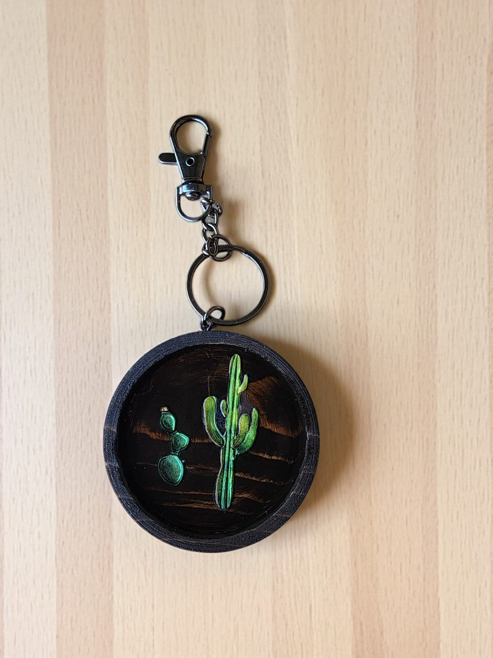 Round Wooden Keychain