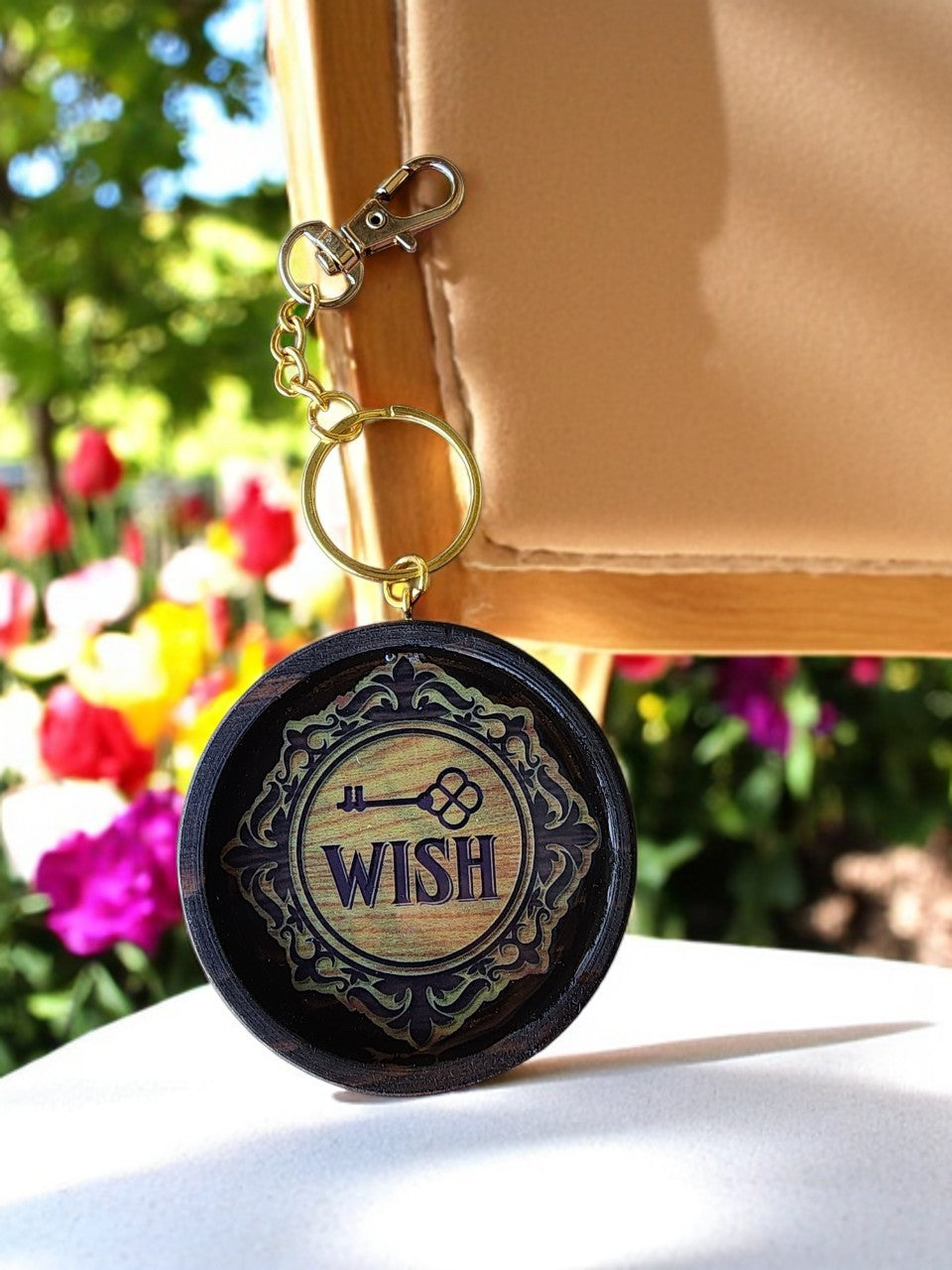 Round Wooden Keychain