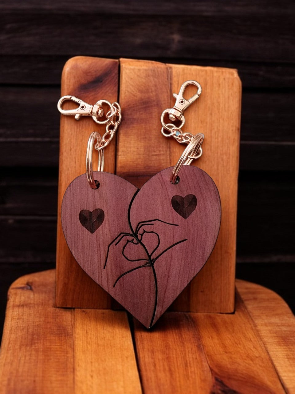 Cherry wood keychain
