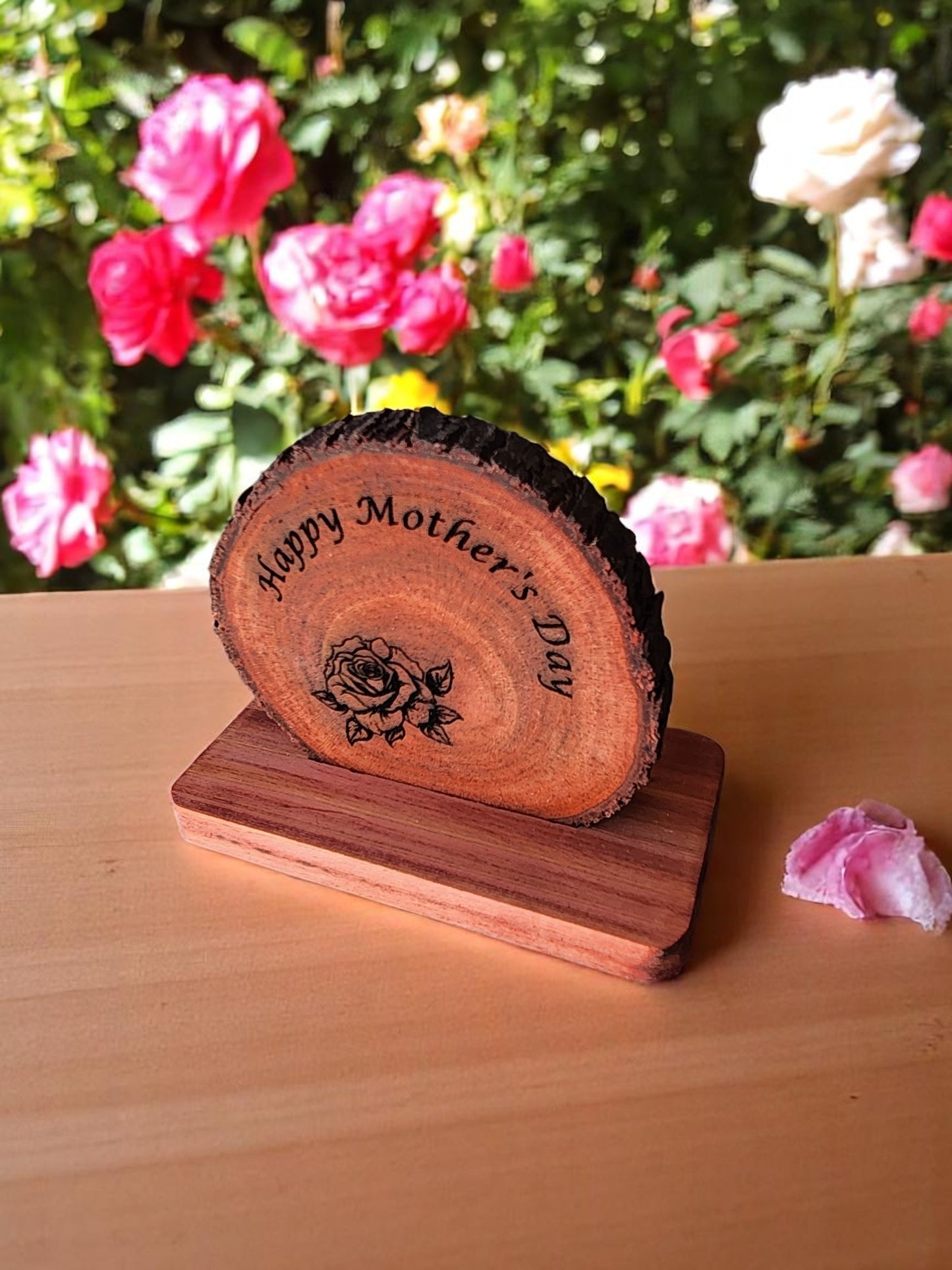 Engraved wooden slice