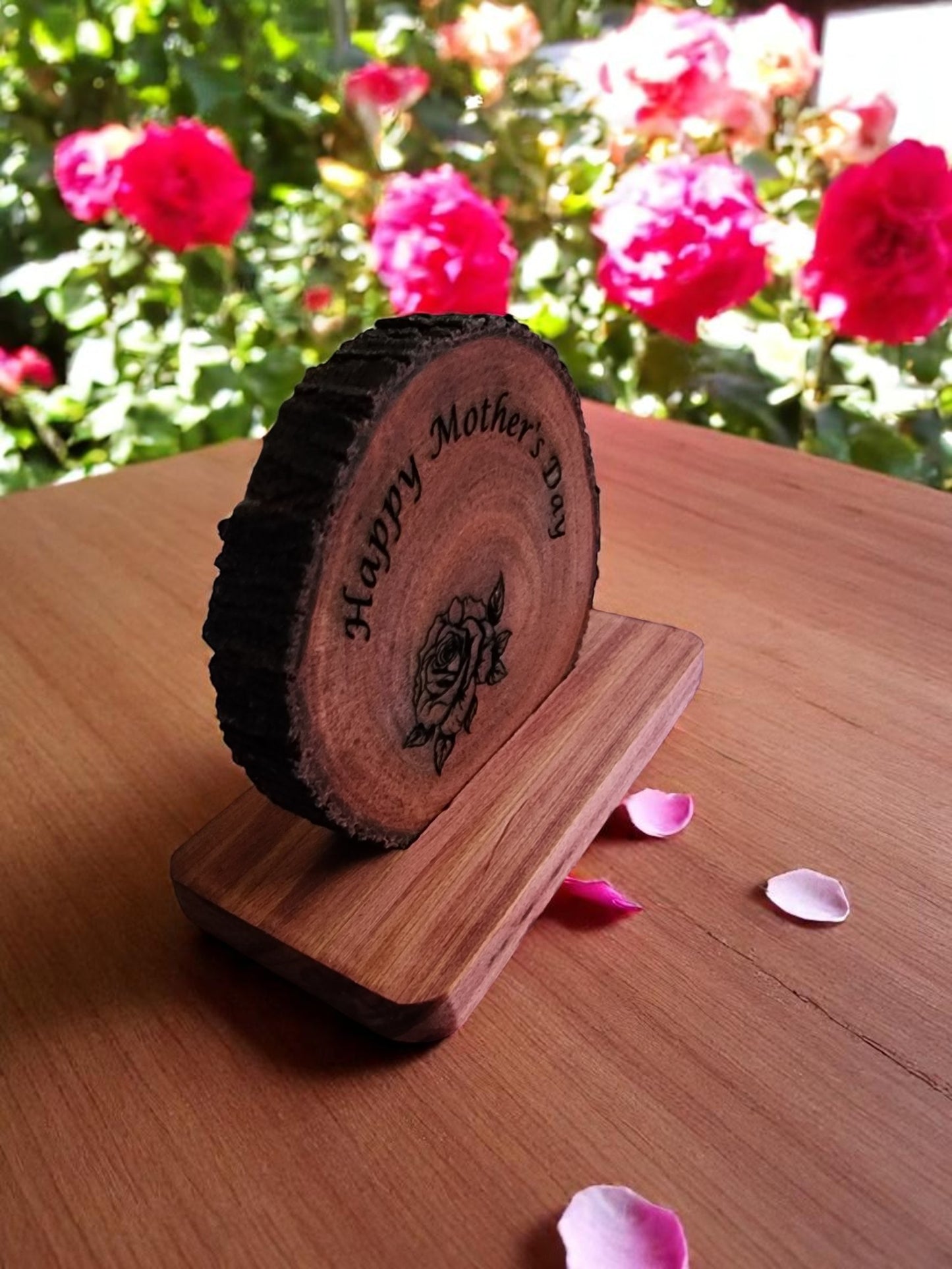 Engraved wooden slice