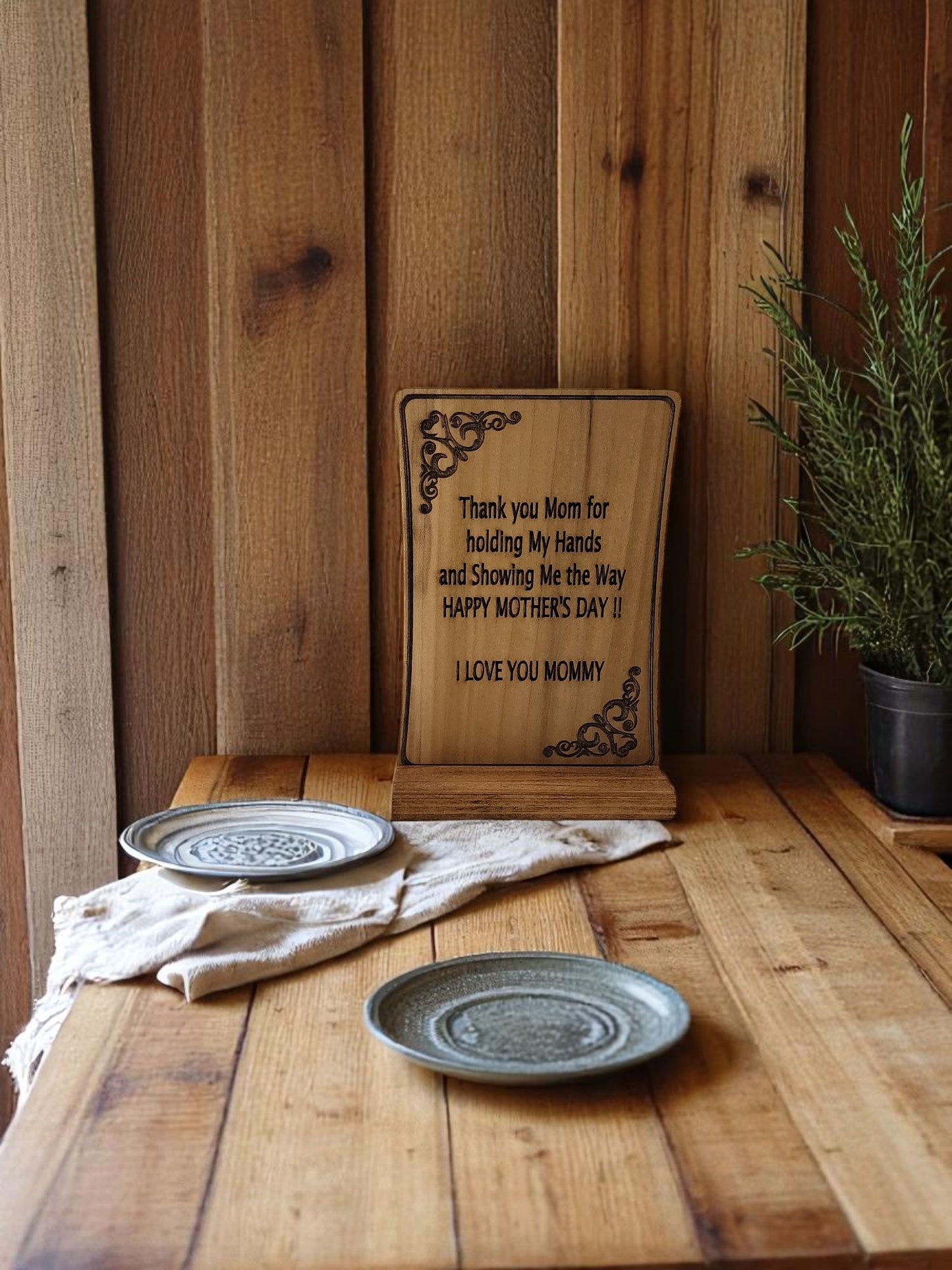 Mother's Day Engraved Wood Decor
