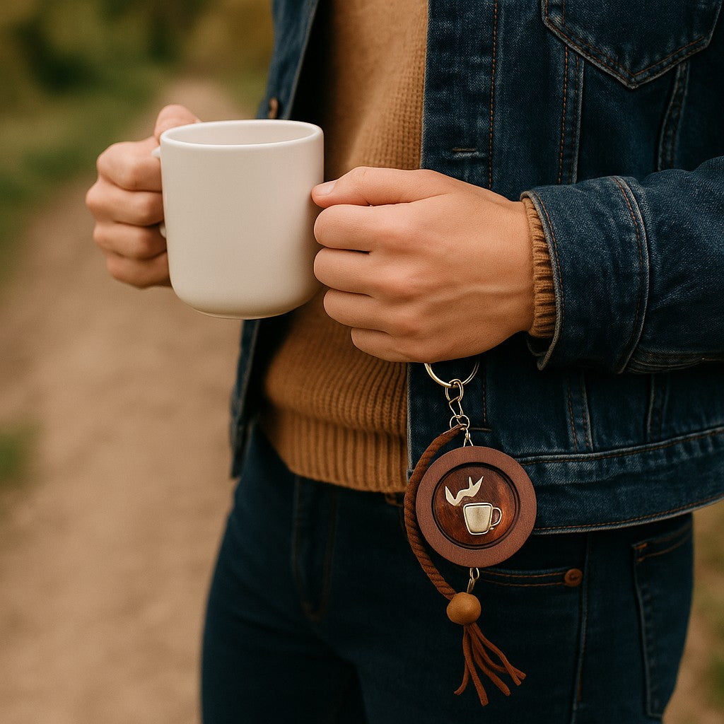 Round wooden keychain