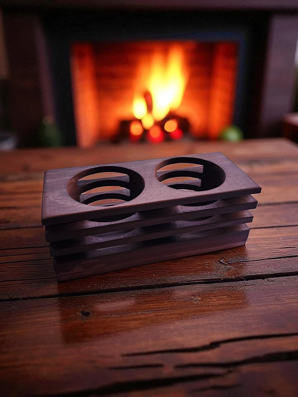 Handmade Wood 2-Tea Light Holder