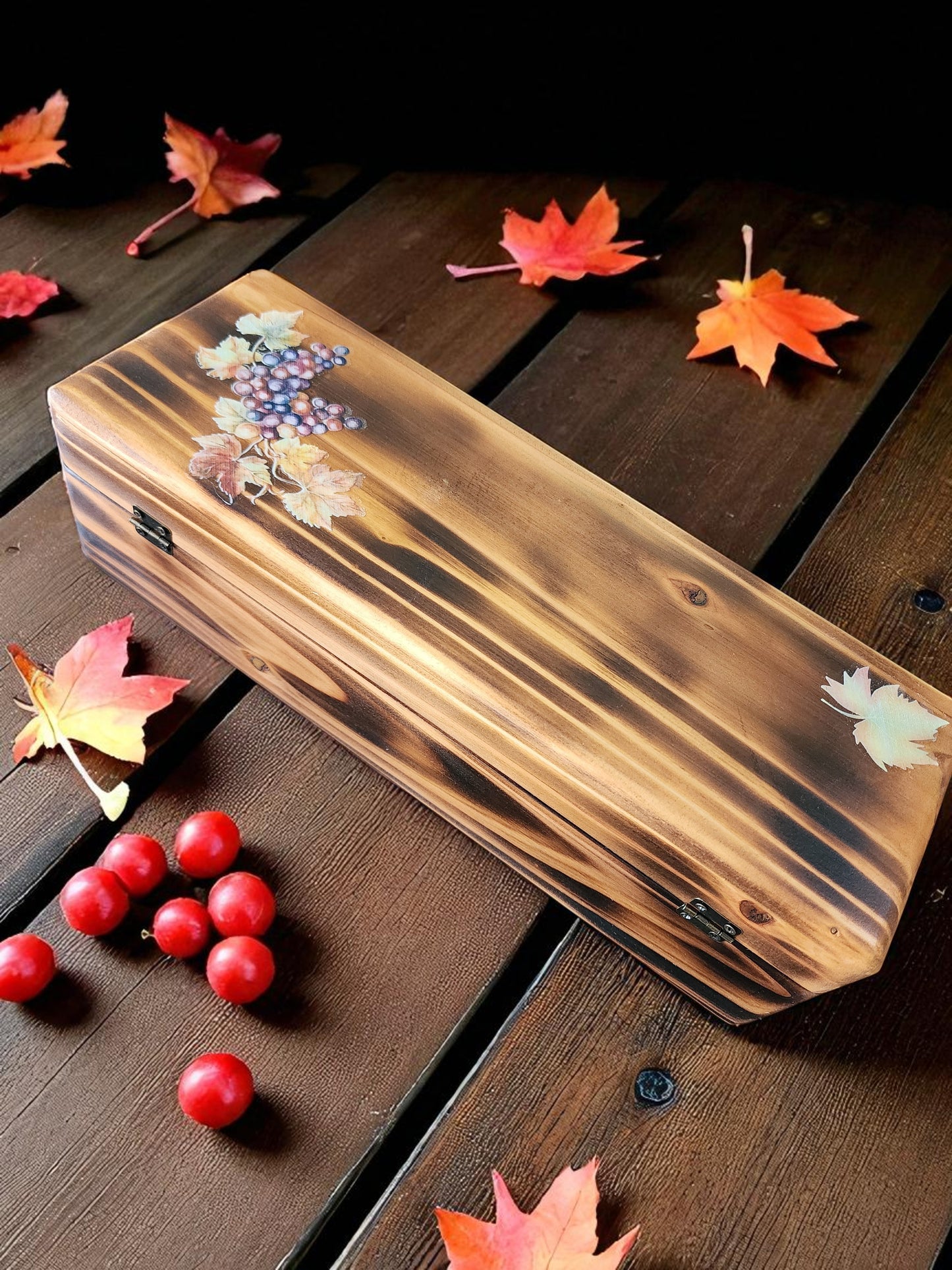 Handmade Wooden Wine Box with Lid