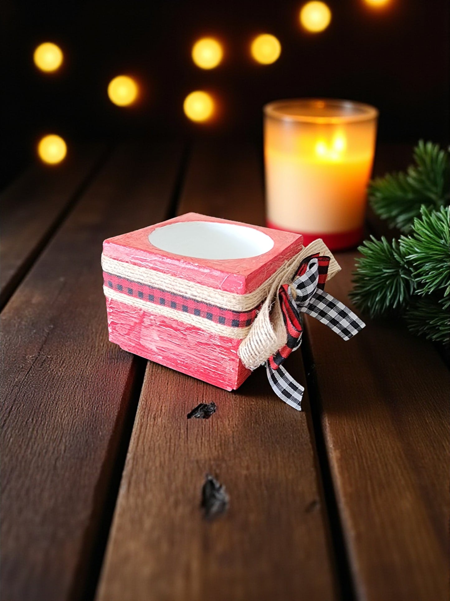 Wooden candle holder
