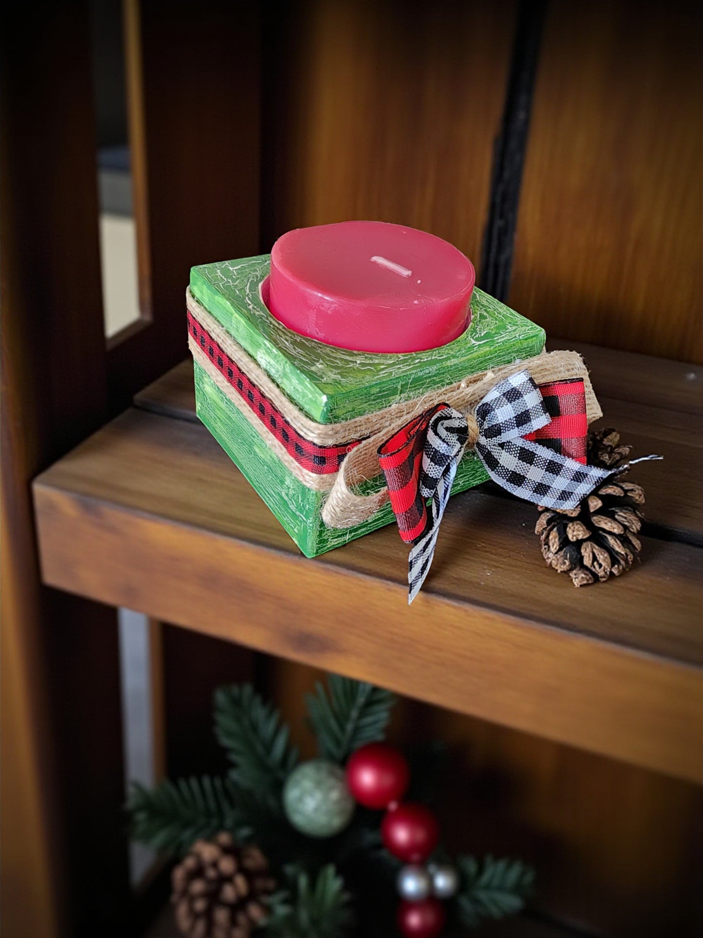 Wooden candle holder