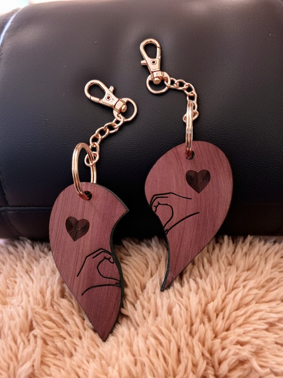 Cherry wood keychain