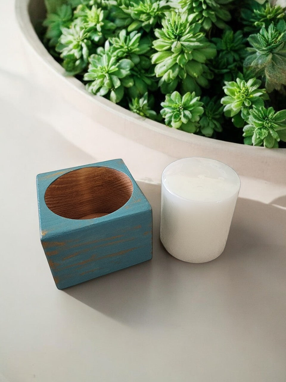 Wooden candle holder