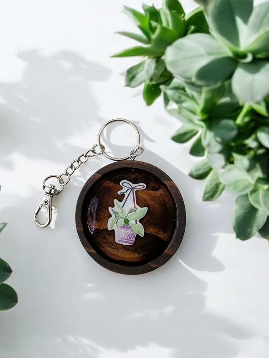 Round wooden keychain