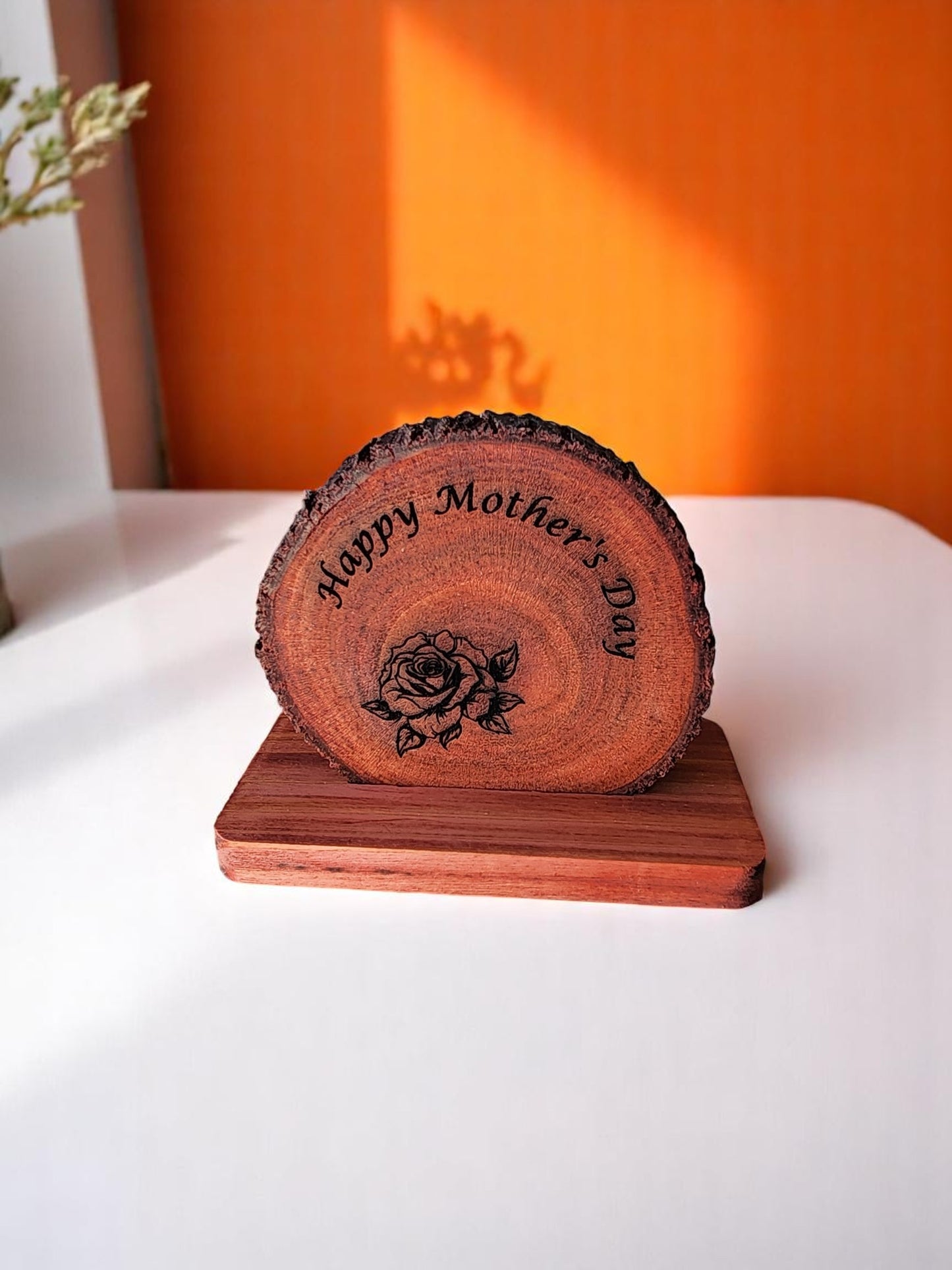 Engraved wooden slice