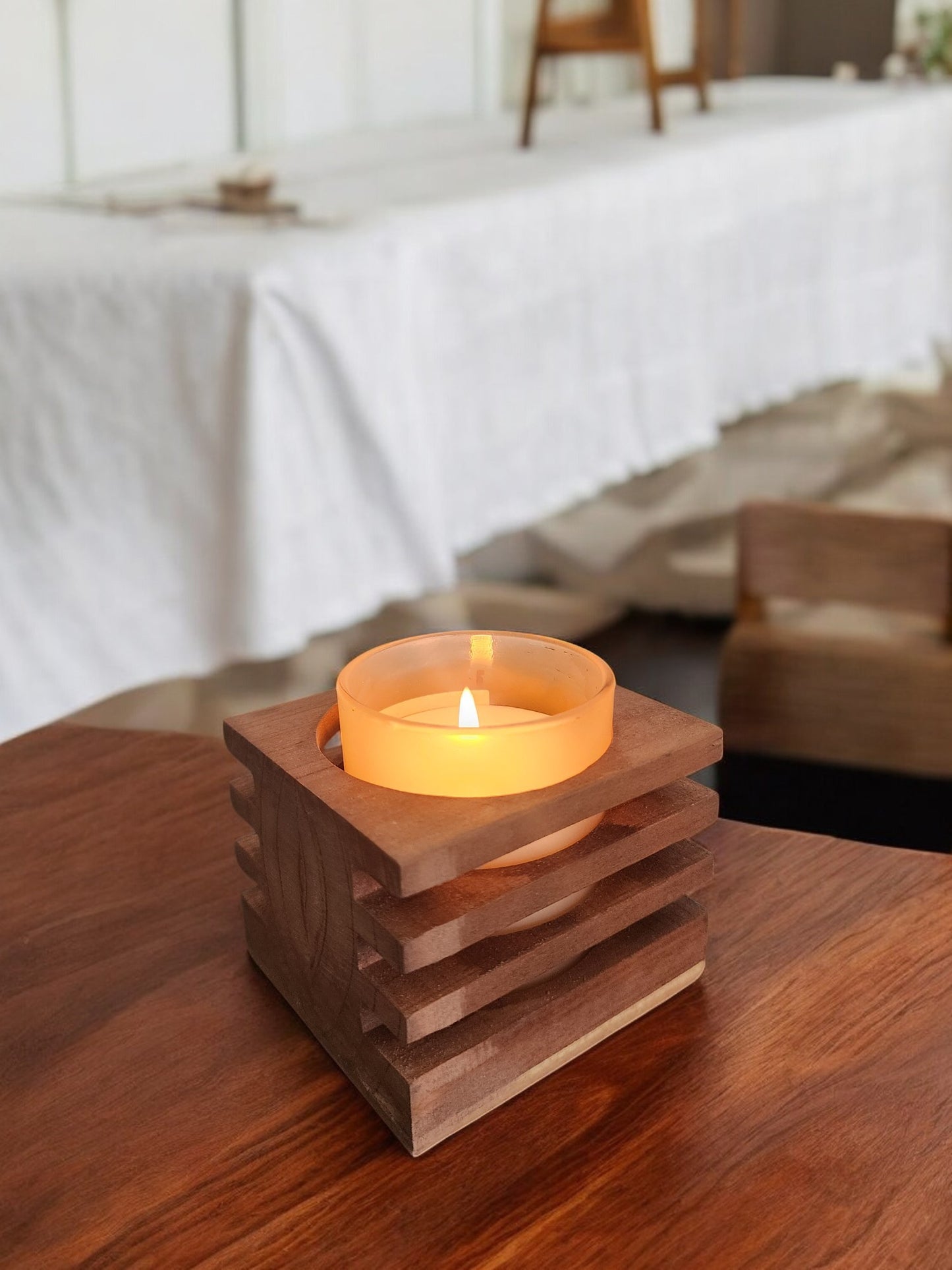 Handmade  Wood   1 - Tea Light Holder