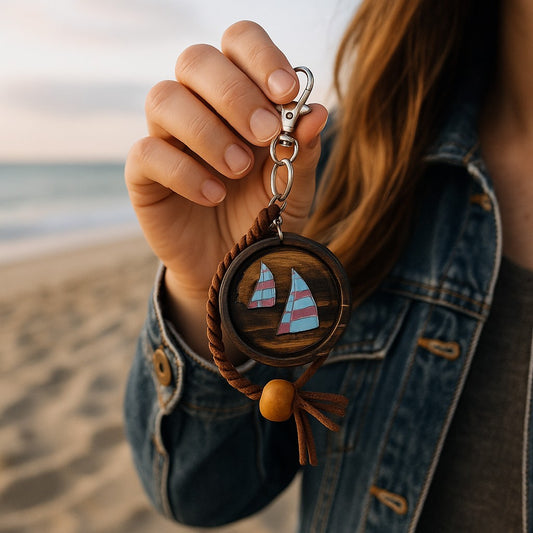Round wooden keychain