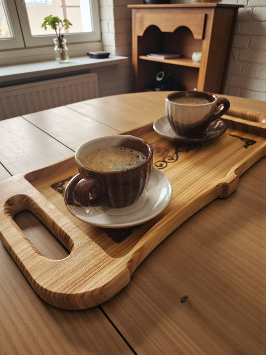 Handcrafted Cedar Wood Serving Tray - Decorative Wooden Board
