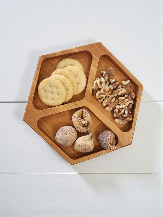 Handcrafted Wooden Serving Tray - Natural Wood Snack Board