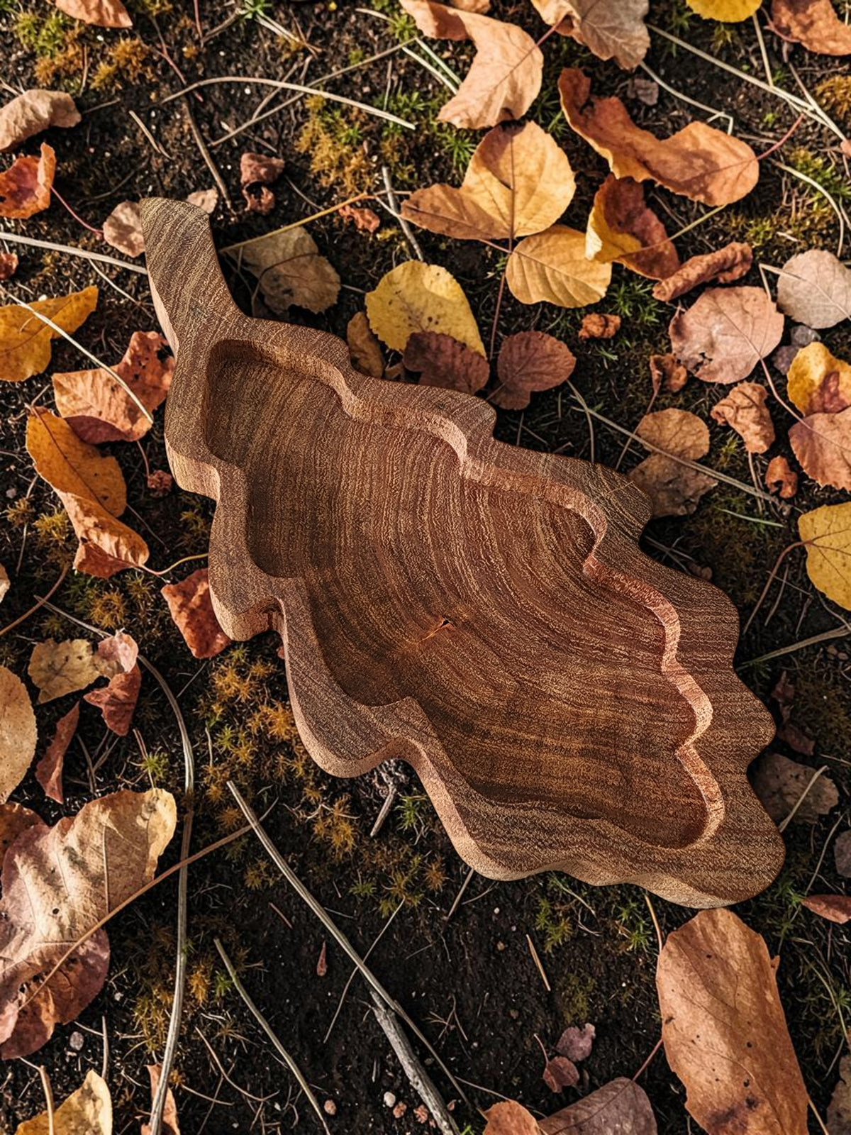 Handcrafted Small Wooden Leaf Tray