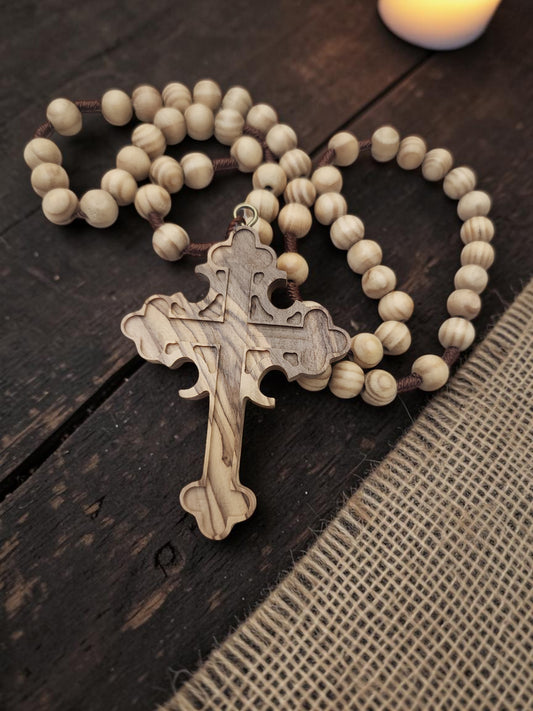 Olive Wood Cross Necklace | Handcrafted Spiritual Gift