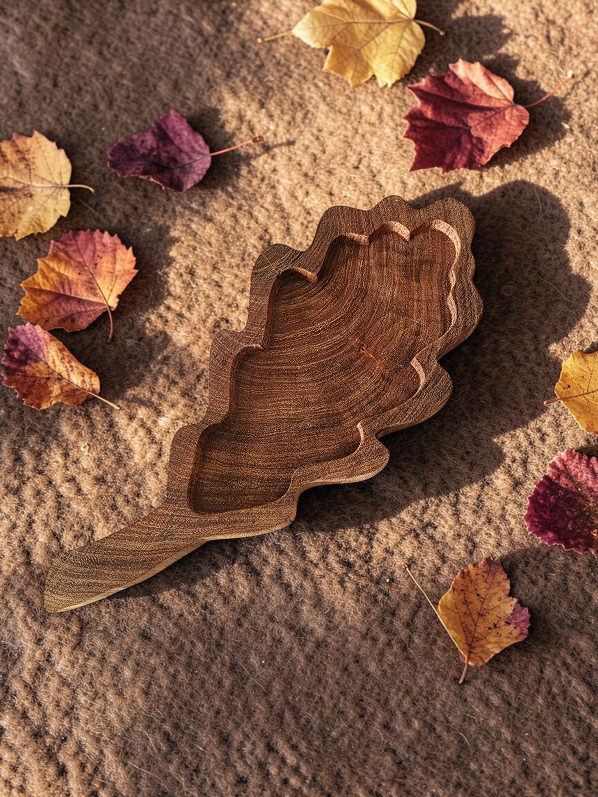 Handcrafted Small Wooden Leaf Tray