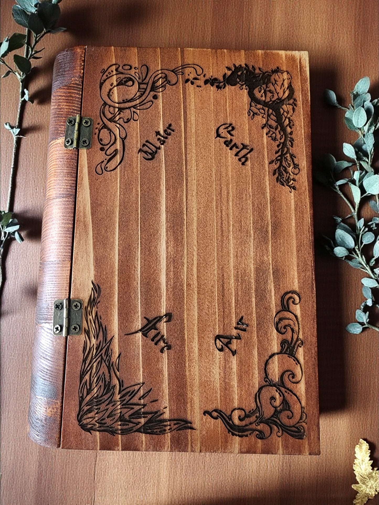 Handmade Wooden Book Box - Decorative Storage with Metal Handle