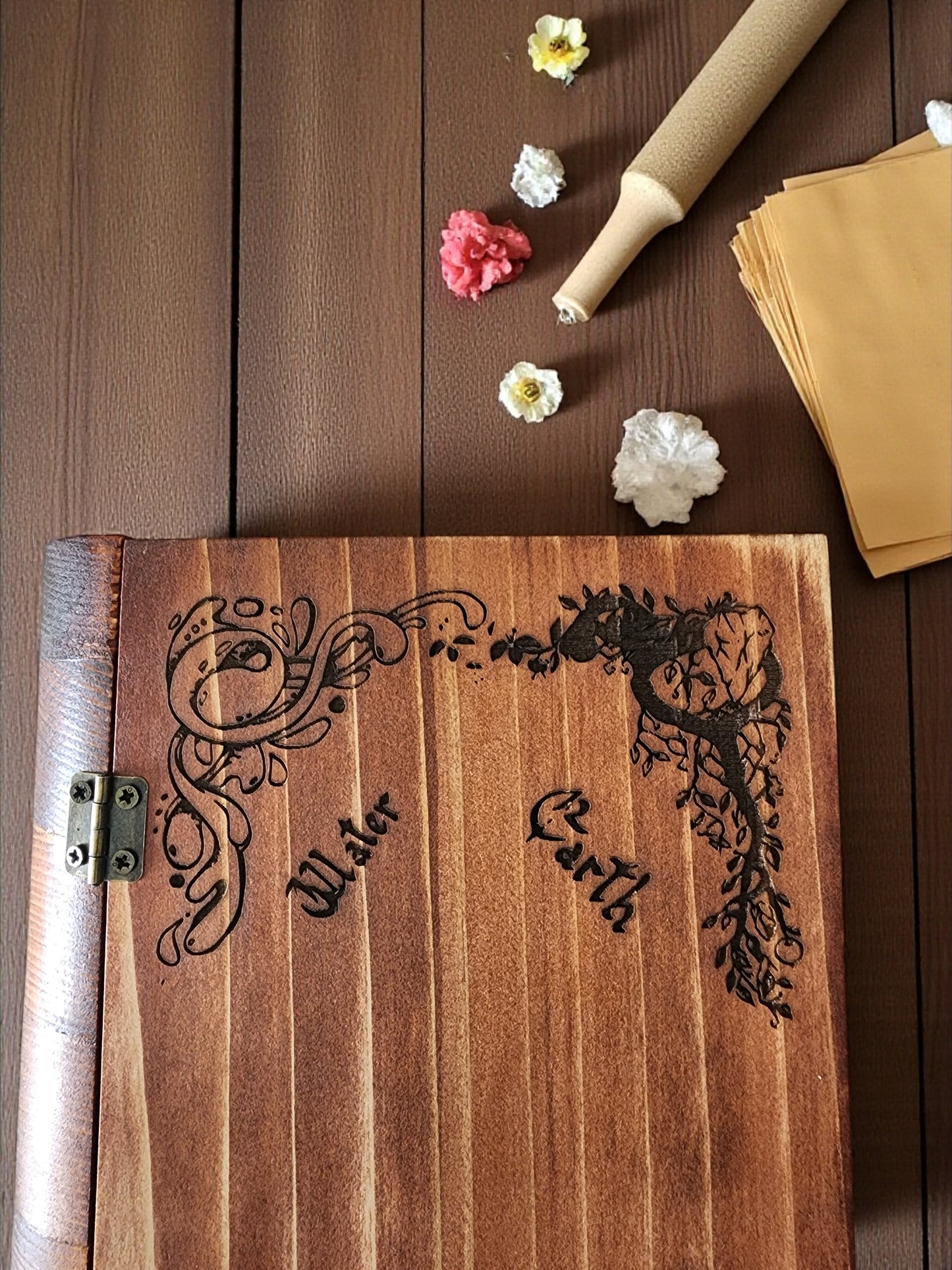 Handmade Wooden Book Box - Decorative Storage with Metal Handle