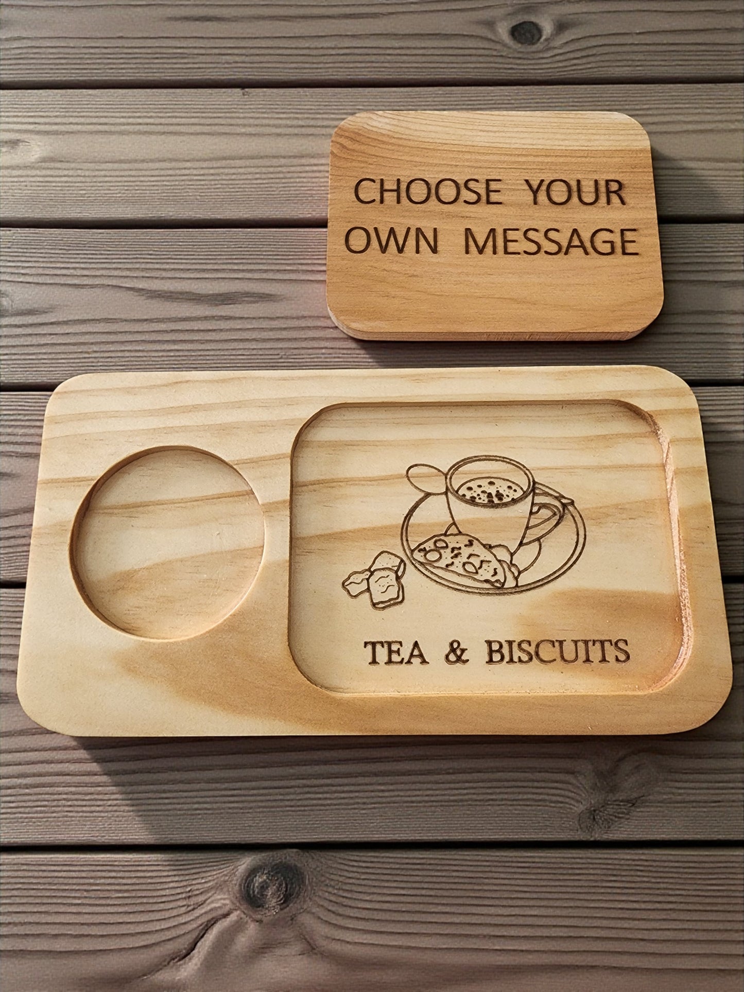 Engraved Wood Coffee & Tea Serving Board