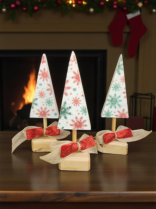 Handmade Wooden Christmas Tree & Candle Holder Set - Rustic Holiday Decor