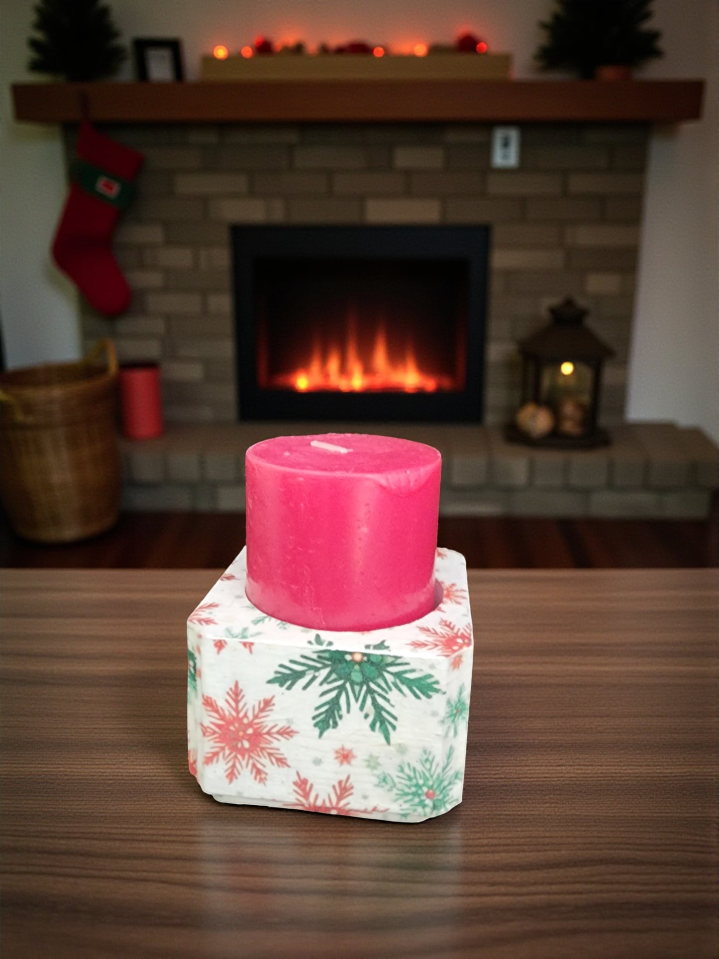 Handmade Wooden Christmas Tree & Candle Holder Set - Rustic Holiday Decor