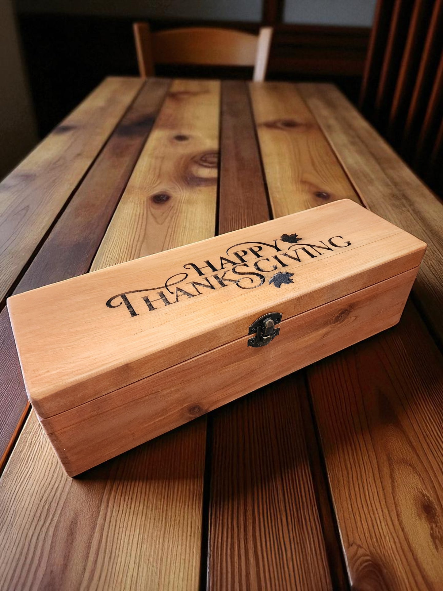 Handmade Wooden Wine Box with a Lid