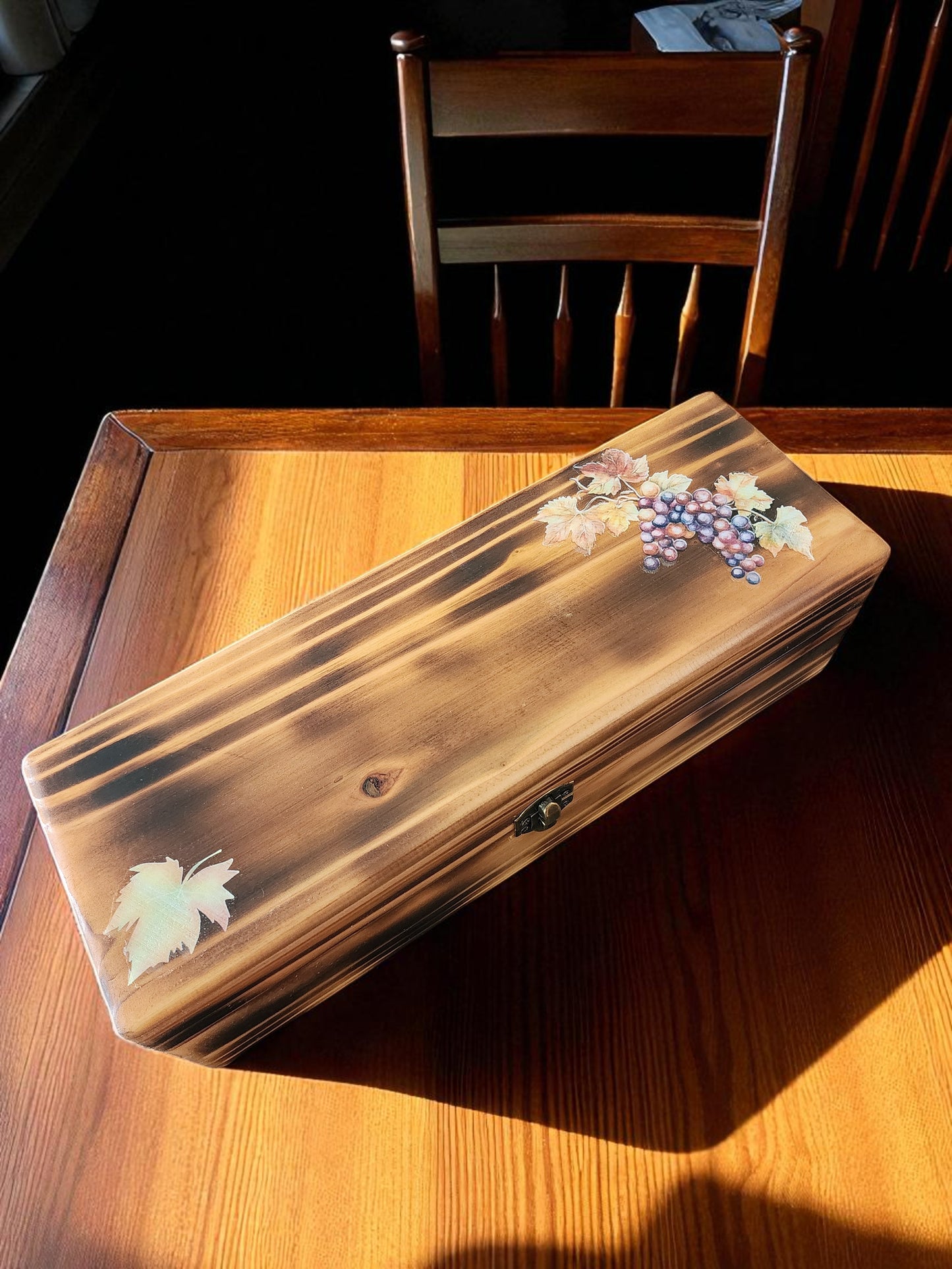 Handmade Wooden Wine Box with Lid