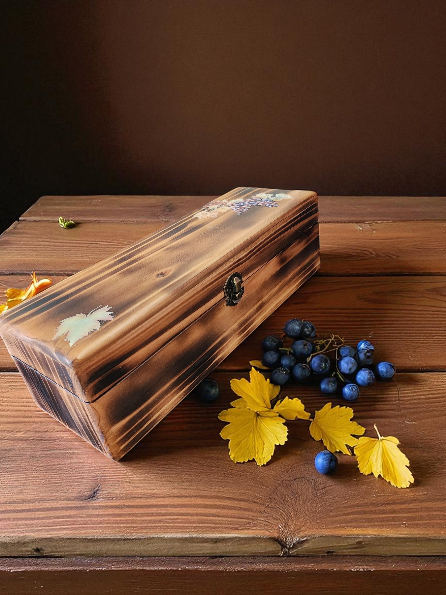 Handmade Wooden Wine Box with Lid