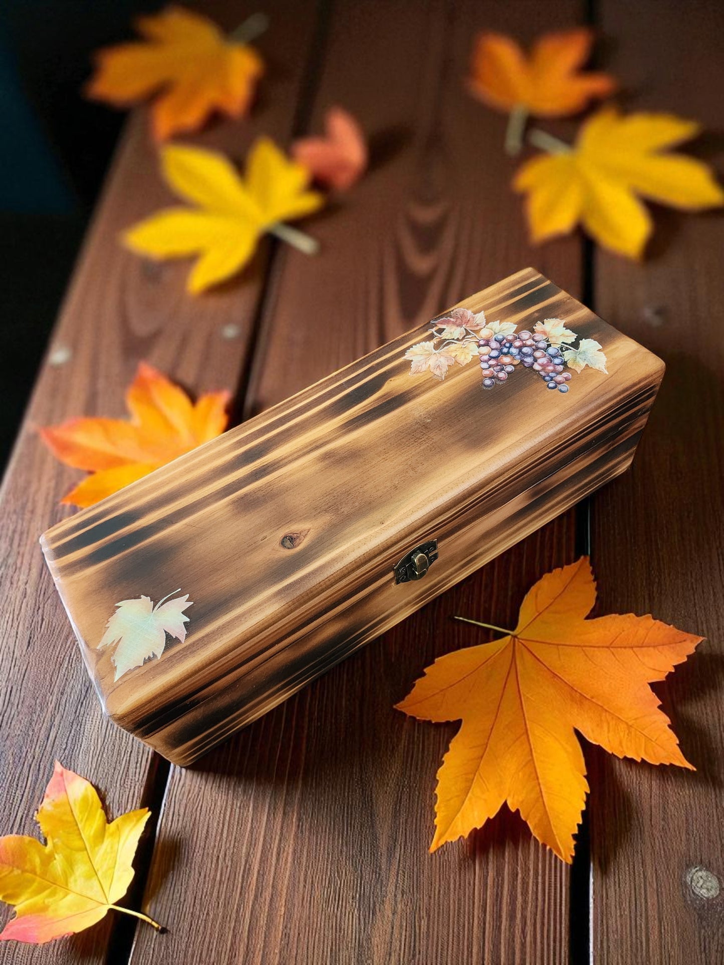 Handmade Wooden Wine Box with Lid