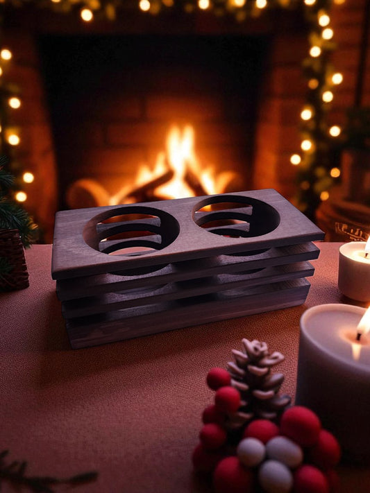 Handmade Wood 2-Tea Light Holder