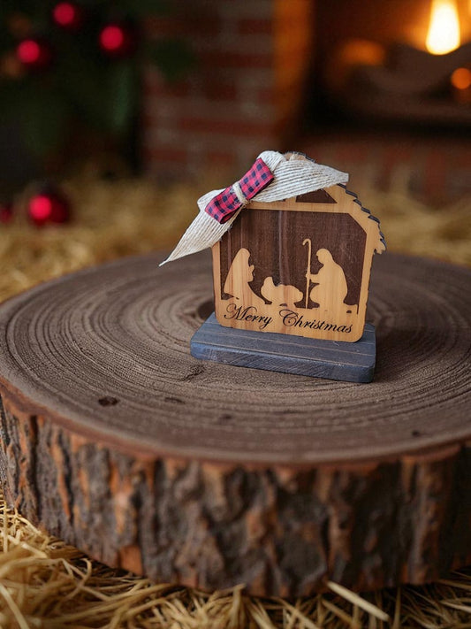 Christmas decor - engraved wood