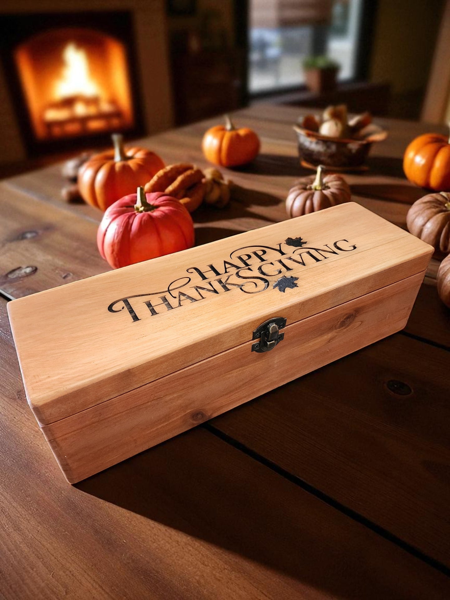 Handmade Wooden Wine Box with a Lid