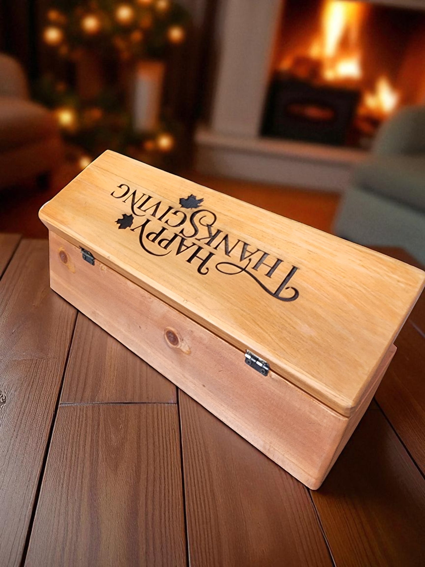 Handmade Wooden Wine Box with a Lid