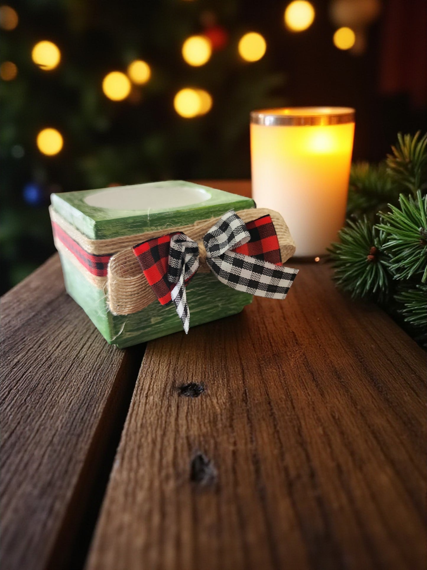 Wooden candle holder