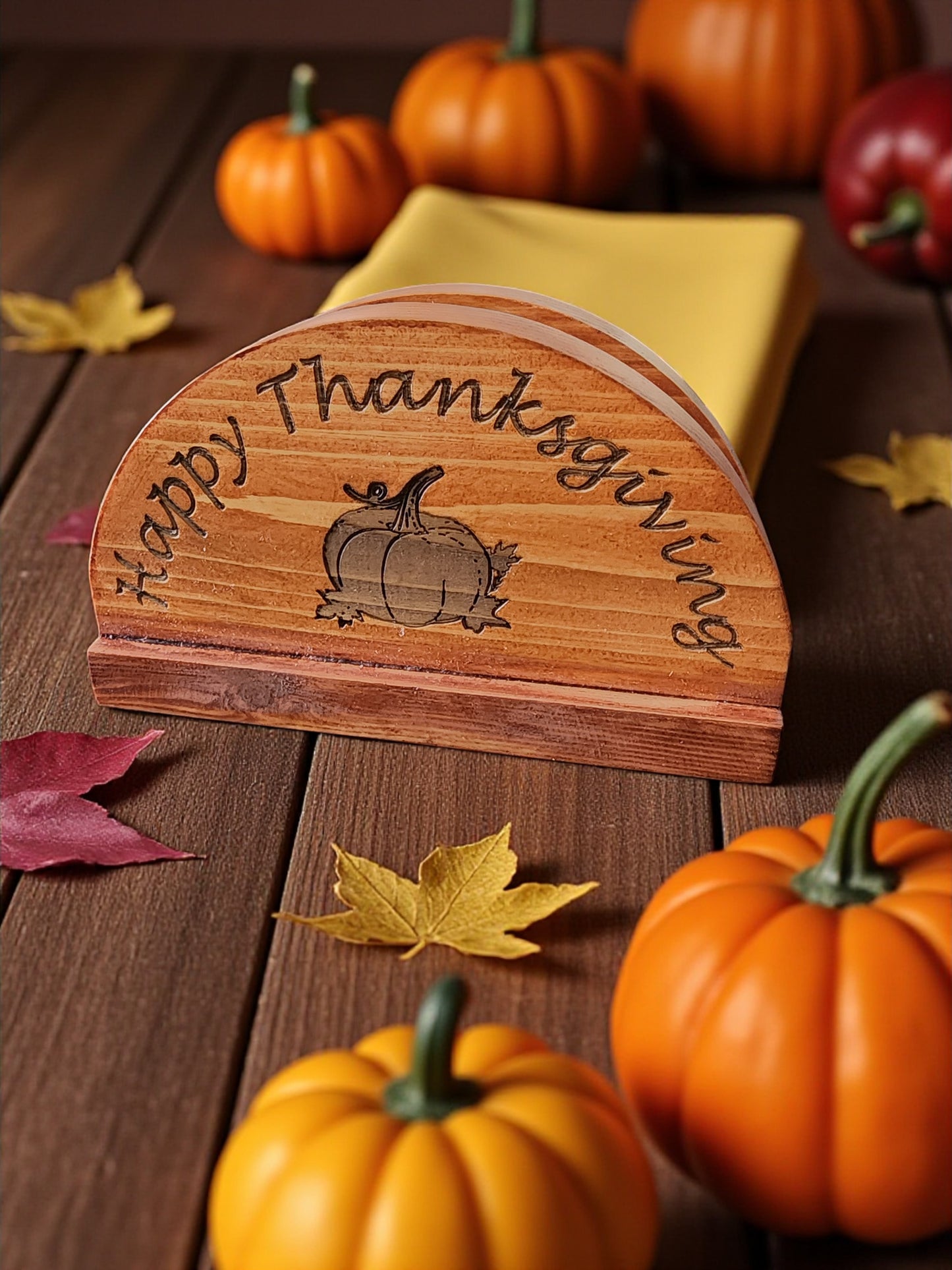 Handmade Wooden Napkin Holder - Laser Engraved Kitchen Decor