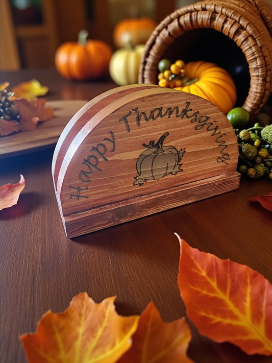 Handmade Wooden Napkin Holder - Laser Engraved Kitchen Decor