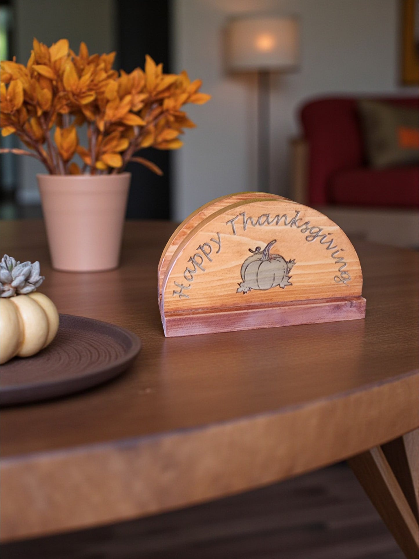 Handmade Wooden Napkin Holder - Laser Engraved Kitchen Decor
