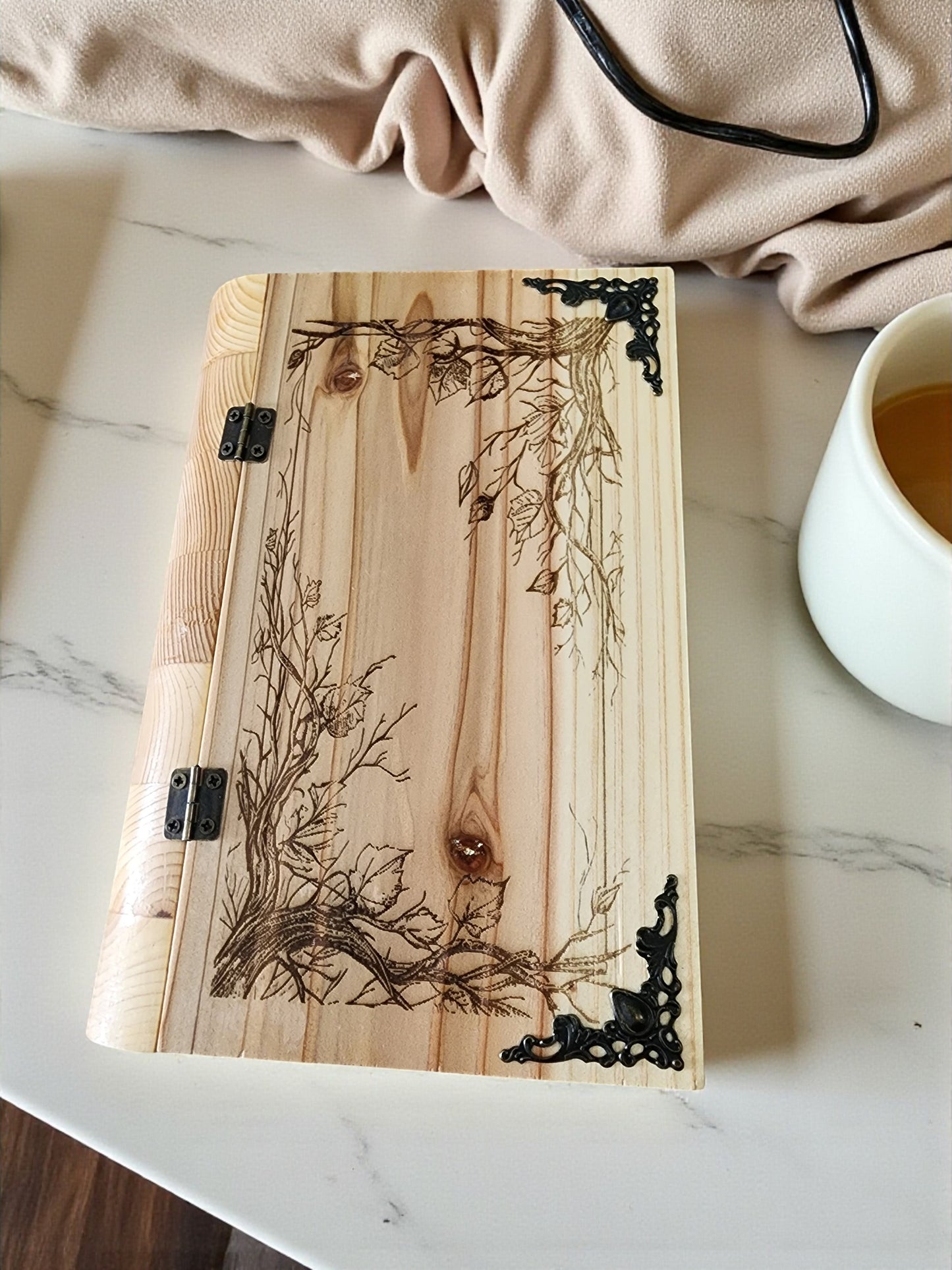 Handmade Wooden Book Box - Decorative Storage with Metal Handle